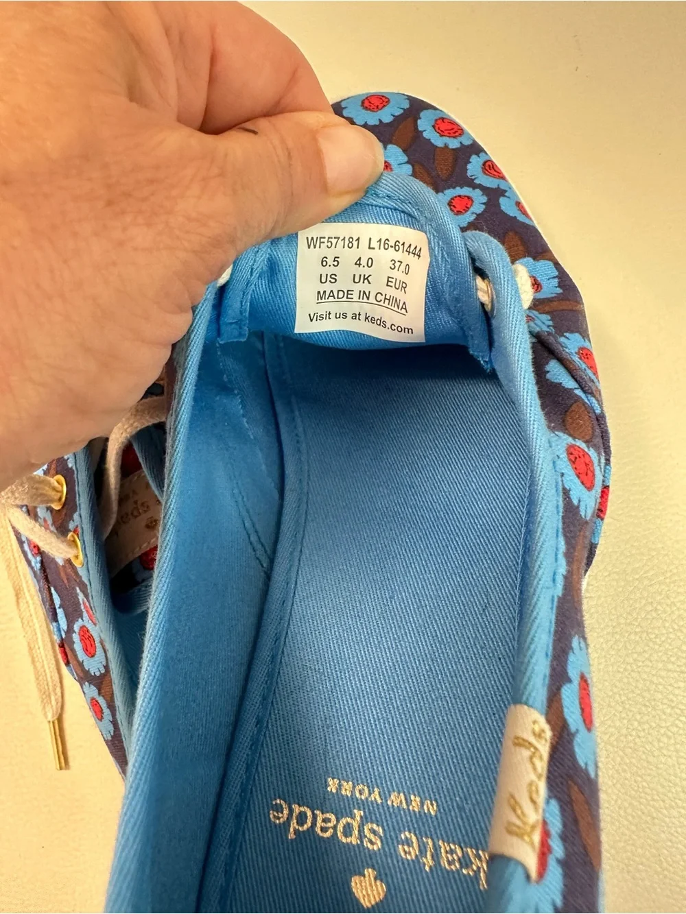 Keds x Kate Spade New York Floral Canvas Sneakers Blue Size 6.5 NWT